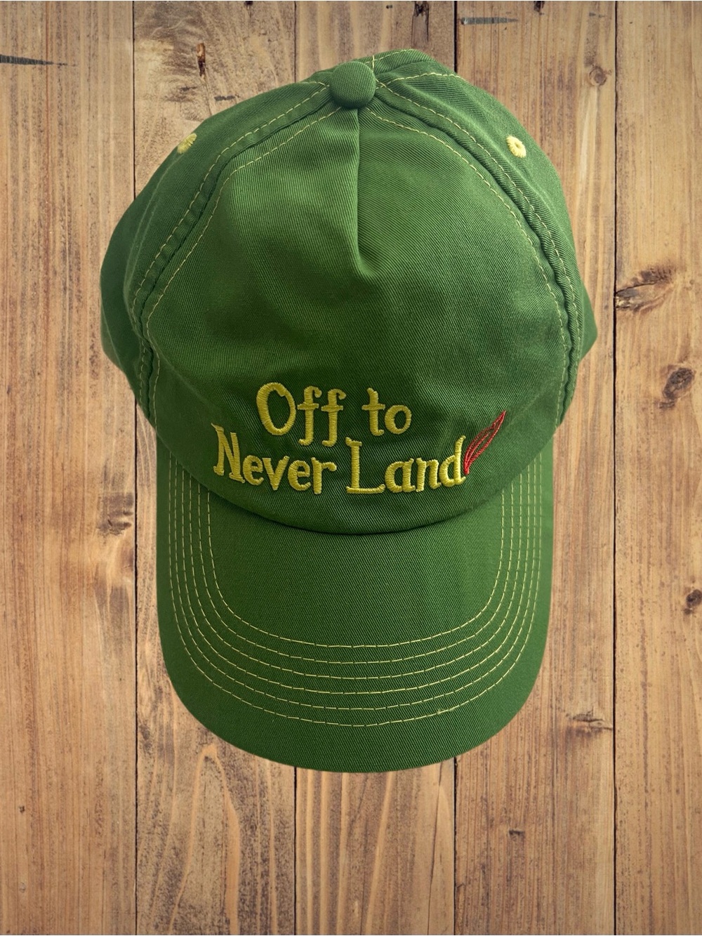 BNWT Authentic Disney Parks “Off to Never Land” Peter Pan green baseball cap